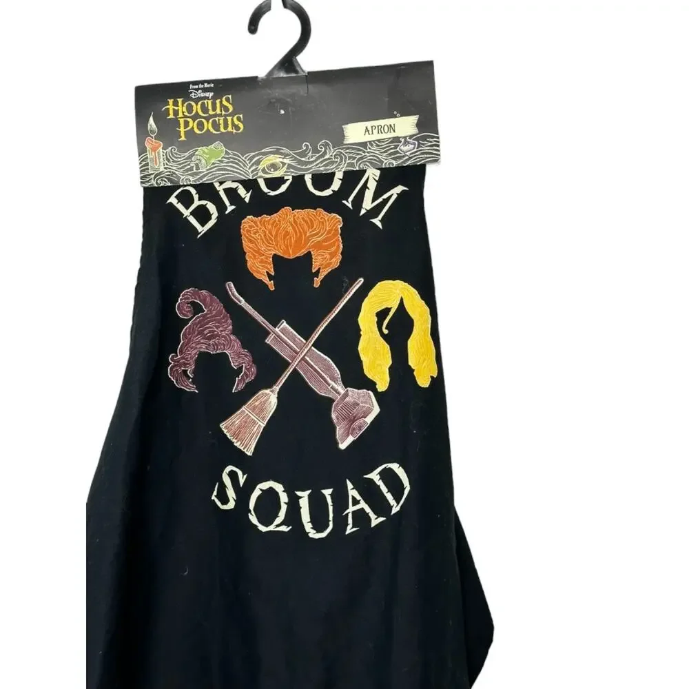 Disney HOCUS POCUS Broom Squad Black Apron 100% Cotton New